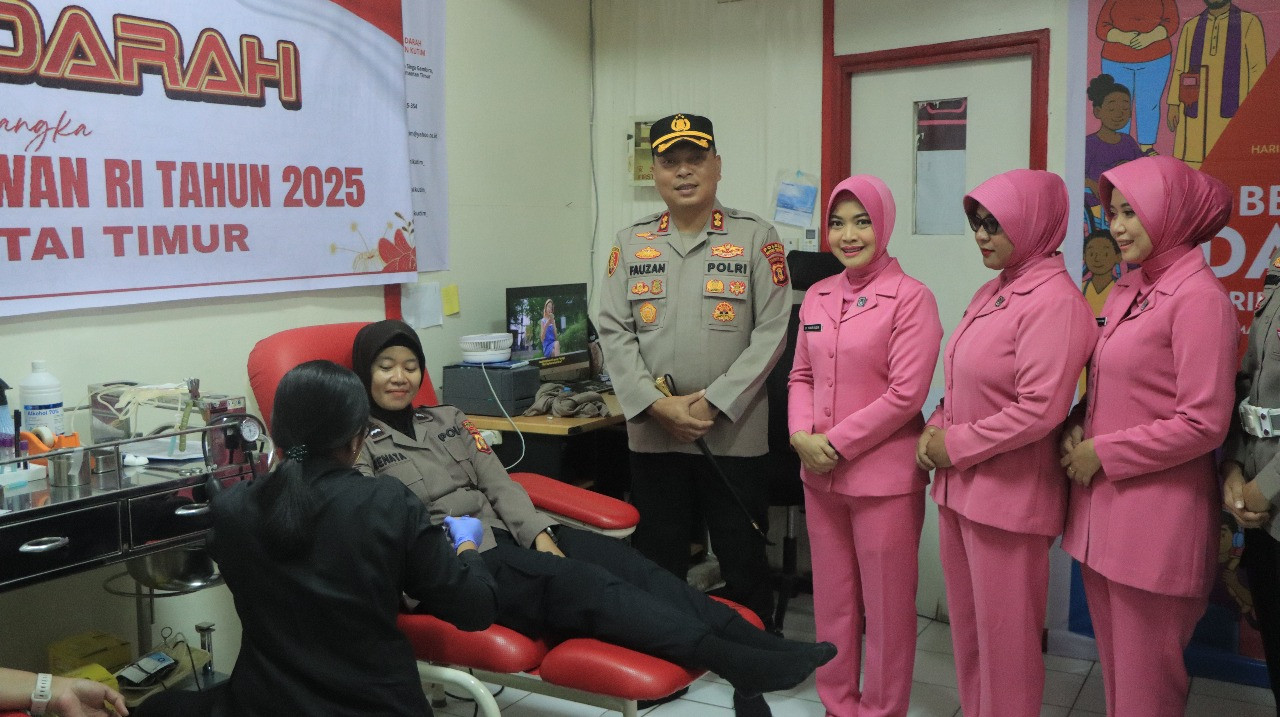 Sambut HUT ke 77 POLWAN KUTIM SUMBANGKAN DARAH